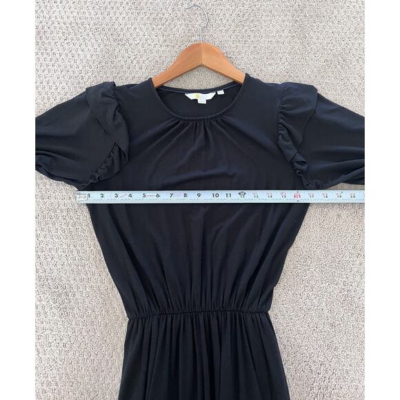 Boden Ruffle Jersey Midi Dress Black Short Sleeve Size 4 EUC Work - Picture 7 of 10